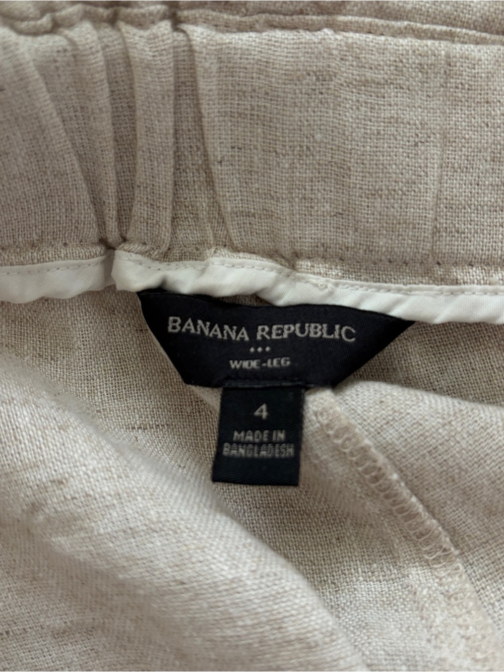 Banana Republic Linen-Blend Wide Leg Paper Bag Pant in Flax Womens 4 - Picture 4 of 5